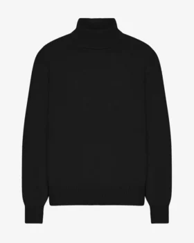 Jersey de cuello alto de lana merina - Negro intenso