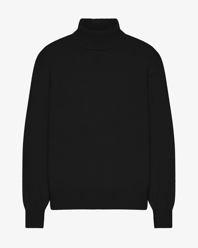 Jersey de cuello alto de lana merina - Negro intenso