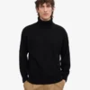 Jersey de cuello alto de lana merina - Negro intenso