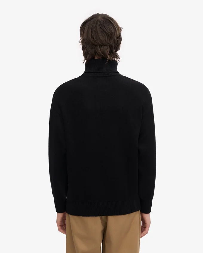Jersey de cuello alto de lana merina - Negro intenso