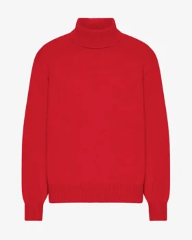 Jersey de cuello alto de lana merina - Rojo escarlata