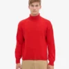Jersey de cuello alto de lana merina - Rojo mandarina