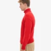 Jersey de cuello alto de lana merina - Rojo mandarina