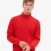 Jersey de cuello alto de lana merina - Rojo mandarina