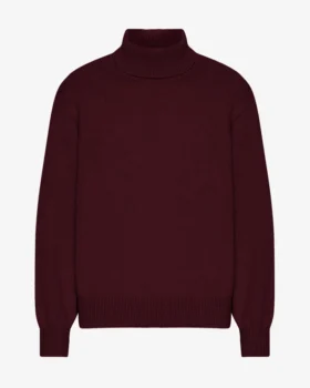 Jersey de cuello alto de lana merina - Rojo sangre de buey