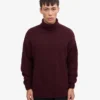 Jersey de cuello alto de lana merina - Rojo sangre de buey