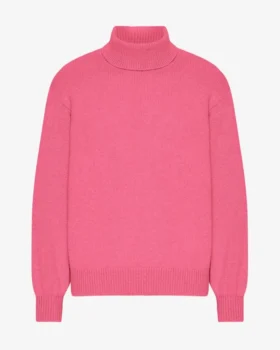 Jersey de cuello alto de lana merina - Rosa chicle