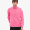 Jersey de cuello alto de lana merina - Rosa chicle