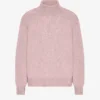 Jersey de cuello alto de lana merina - Rosa descolorido