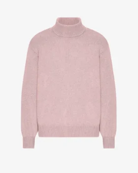Jersey de cuello alto de lana merina - Rosa descolorido