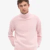 Jersey de cuello alto de lana merina - Rosa descolorido