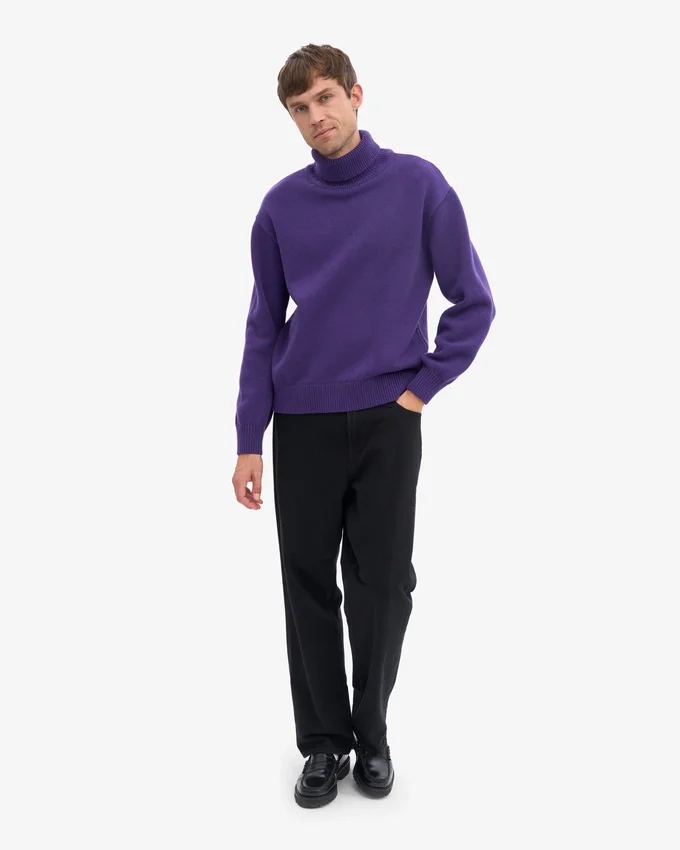 Jersey de cuello alto de lana merina - Ultravioleta