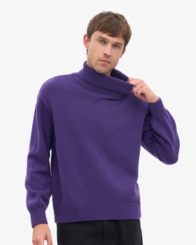 Jersey de cuello alto de lana merina - Ultravioleta