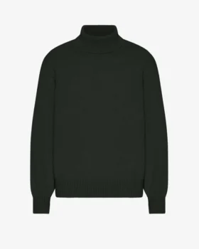 Jersey de cuello alto de lana merina - Verde cazador
