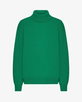 Jersey de cuello alto de lana merina - Verde Kelly