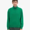 Jersey de cuello alto de lana merina - Verde Kelly