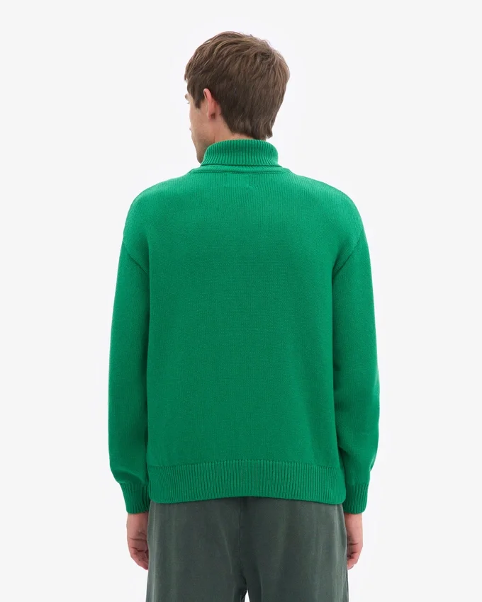 Jersey de cuello alto de lana merina - Verde Kelly