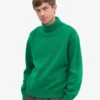 Jersey de cuello alto de lana merina - Verde Kelly