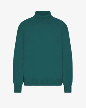 Jersey de cuello alto de lana merina - Verde océano