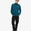 Jersey de cuello alto de lana merina - Verde océano