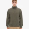 Jersey de cuello alto de lana merina - Verde oliva apagado