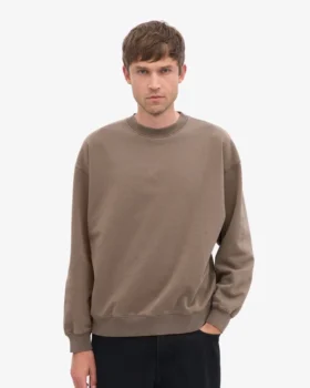 Jersey de cuello alto orgánico oversize – Marrón cedro