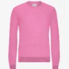 Jersey de cuello redondo de lana merina clara - Rosa chicle