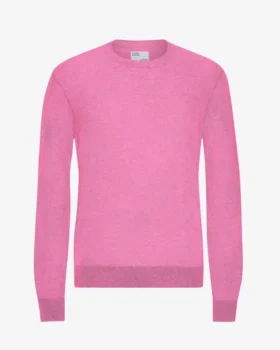 Jersey de cuello redondo de lana merina clara - Rosa chicle