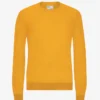 Jersey de cuello redondo de lana merina ligera - Amarillo quemado