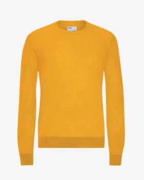 Jersey de cuello redondo de lana merina ligera - Amarillo quemado