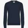 Jersey de cuello redondo de lana merina ligera - Azul marino