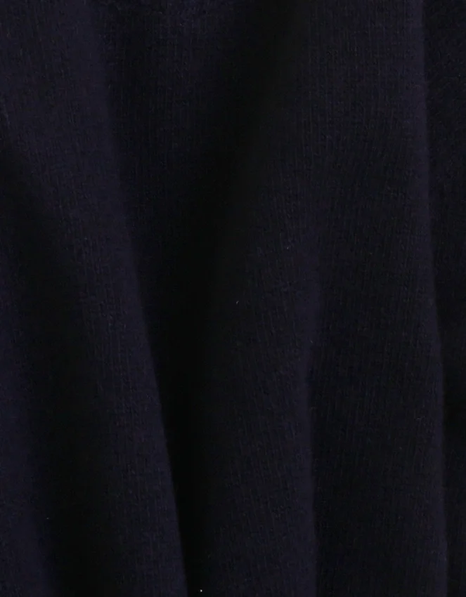 Jersey de cuello redondo de lana merina ligera - Azul marino