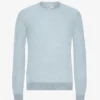 Jersey de cuello redondo de lana merina ligera - Azul polar