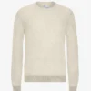 Jersey de cuello redondo de lana merina ligera - Blanco marfil