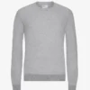 Jersey de cuello redondo de lana merina ligera - Gris jaspeado