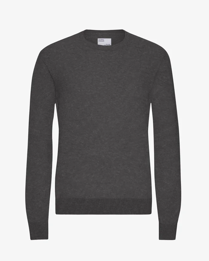 Jersey de cuello redondo de lana merina ligera - Gris lava
