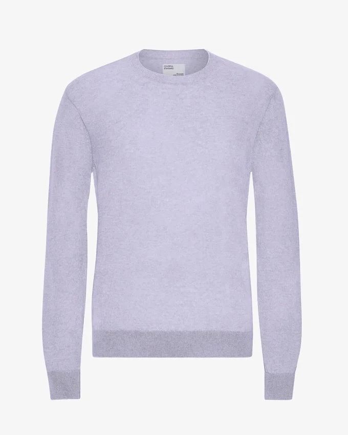 Jersey de cuello redondo de lana merina ligera - Lavanda suave