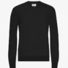 Jersey de cuello redondo de lana merina ligera - Negro intenso