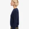 Jersey de cuello redondo de lana merina ligera para mujer - Azul marino