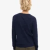 Jersey de cuello redondo de lana merina ligera para mujer - Azul marino