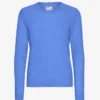 Jersey de cuello redondo de lana merina ligera para mujer - Azul Pacífico