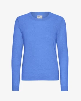 Jersey de cuello redondo de lana merina ligera para mujer - Azul Pacífico