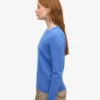 Jersey de cuello redondo de lana merina ligera para mujer - Azul Pacífico