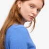 Jersey de cuello redondo de lana merina ligera para mujer - Azul Pacífico