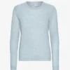 Jersey de cuello redondo de lana merina ligera para mujer - Azul polar