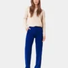Jersey de cuello redondo de lana merina ligera para mujer - Azul polar