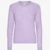 Jersey de cuello redondo de lana merina ligera para mujer - Lavanda suave