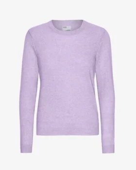Jersey de cuello redondo de lana merina ligera para mujer - Lavanda suave