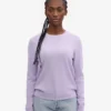 Jersey de cuello redondo de lana merina ligera para mujer - Lavanda suave