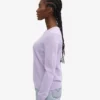 Jersey de cuello redondo de lana merina ligera para mujer - Lavanda suave